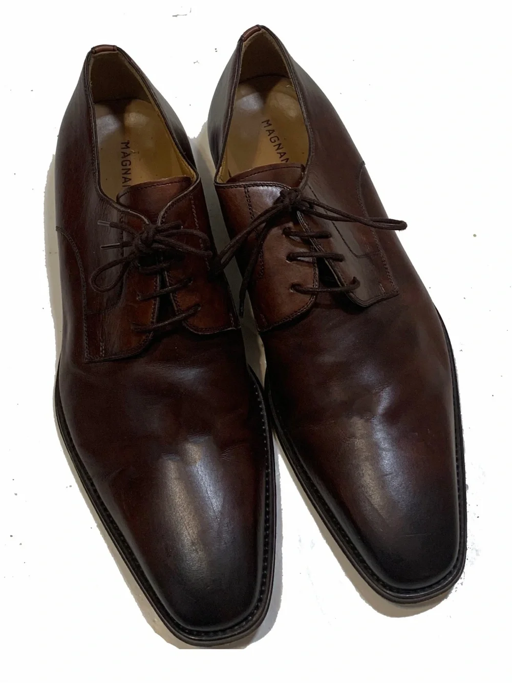 Magnanni Men's Dark Brown Leather Derby Oxfords lace-up shoes